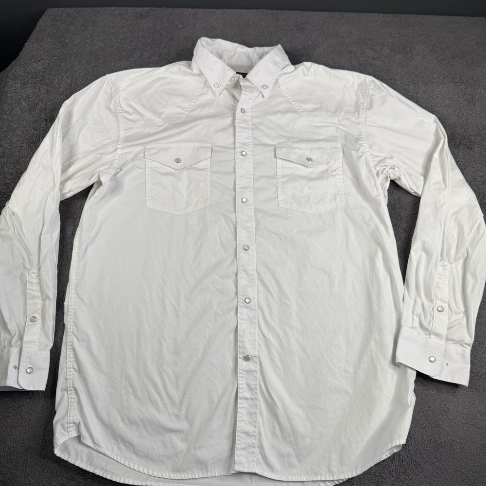 Wyoming Traders Pearl Snap Western Shirt XL White Cotton Cowboy Horses‎